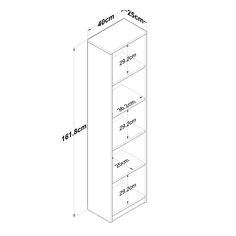 Bookcase Goldie pakoworld anthracite-white 40x25x161.80 cm Bookcase Goldie pakoworld anthracite-white 40x25x161.80 cm