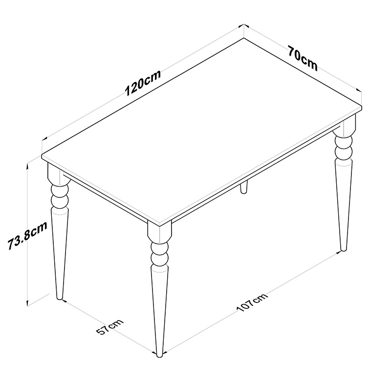 Τραπέζι Rosette pakoworld φυσικό-λευκό 120x70x73.8εκ