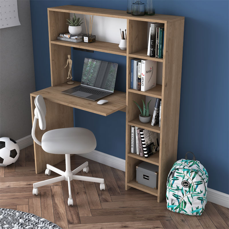 Work desk-bookcase Janson pakoworld sonoma 113x40x142cm