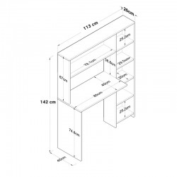 Work desk-bookcase Bookie pakoworld sonoma 113x40x142cm