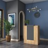 Reception desk Zowel pakoworld με led melamine natural-dark grey 90x40x110cm