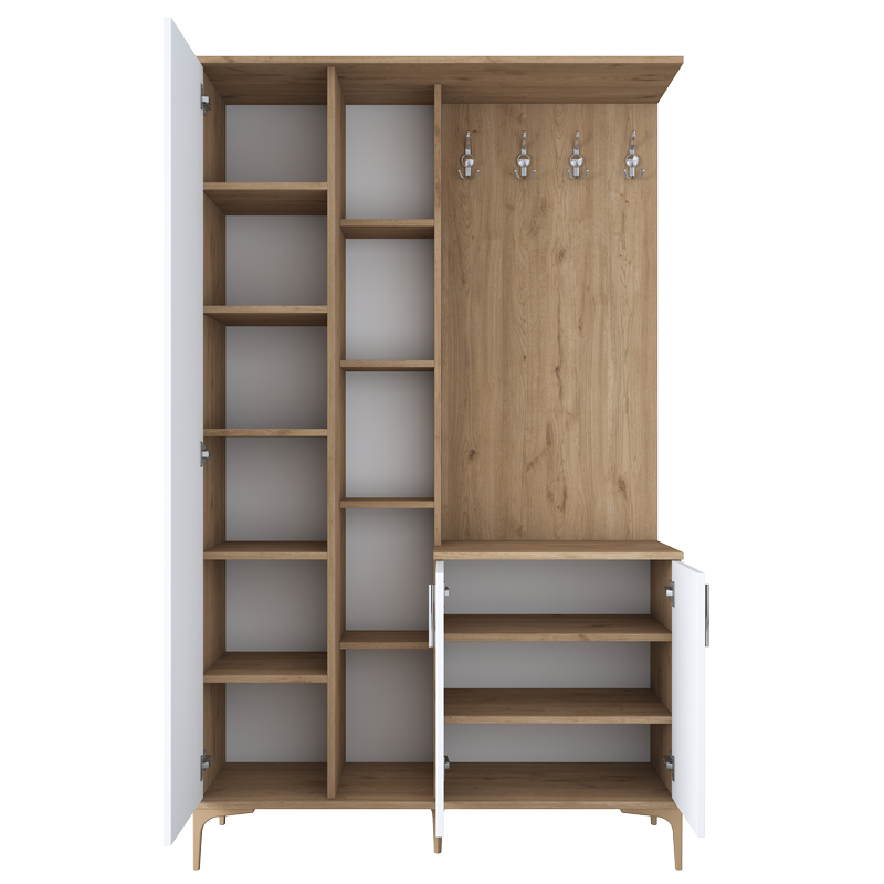 Entrance furniture Zozmo pakoworld walnut-white melamine 120x37.5x198.6cm Entrance furniture Zozmo pakoworld walnut-white melamine 120x37.5x198.6cm
