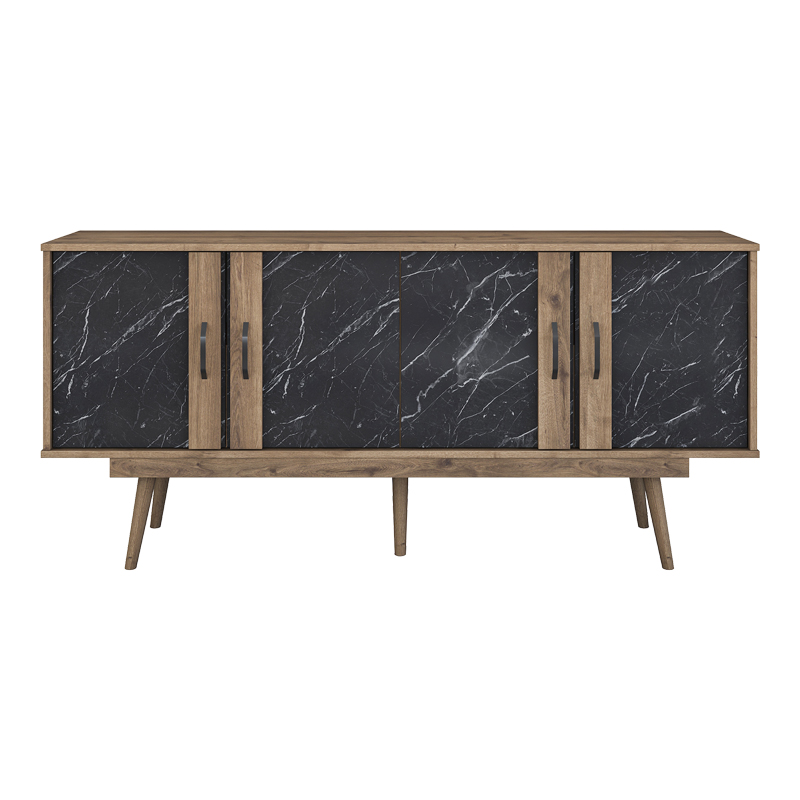Buffet Suckie I pakoworld walnut-black marble look melamine-walnut pp leg 180x45x82.6cm Buffet Suckie I pakoworld walnut-black marble look melamine-walnut pp leg 180x45x82.6cm