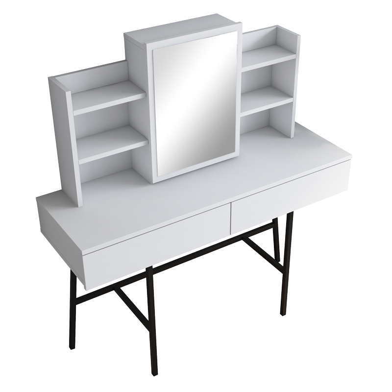 Dressing table Loppy pakoworld white melamine-black metal leg 120x40x131.6cm Dressing table Loppy pakoworld white melamine-black metal leg 120x40x131.6cm