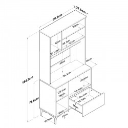 Kitchen cabinet Bender pakoworld in white-natural color 90.2x40x184.2cm