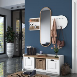 Entrance unit with mirror Arthur-Baunty pakoworld white-walnut125x40x122cm