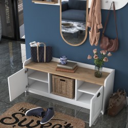Entrance unit with mirror Arthur-Baunty pakoworld white-walnut125x40x122cm