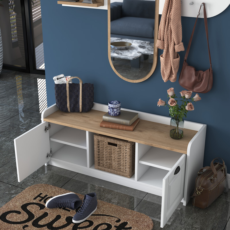 Entrance unit with mirror Arthur-Baunty pakoworld white-walnut125x40x122cm