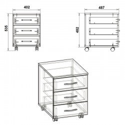 Wheeled chest of drawers Luke pakoworld wenge 40x48.5x53.5cm Wheeled chest of drawers Luke pakoworld wenge 40x48.5x53.5cm
