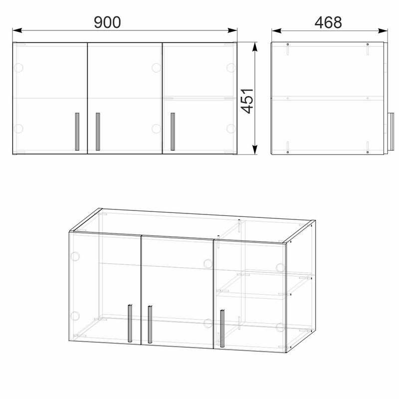 Πατάρι ντουλάπας Warner pakoworld τρίφυλλο καρυδί 90x46.5x45εκ