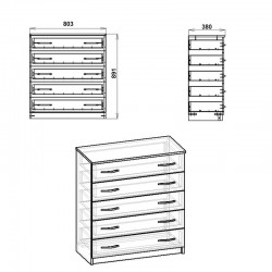 Penelope pakoworld chest of 5 drawers white 80.5x38x89cm Penelope pakoworld chest of 5 drawers white 80.5x38x89cm
