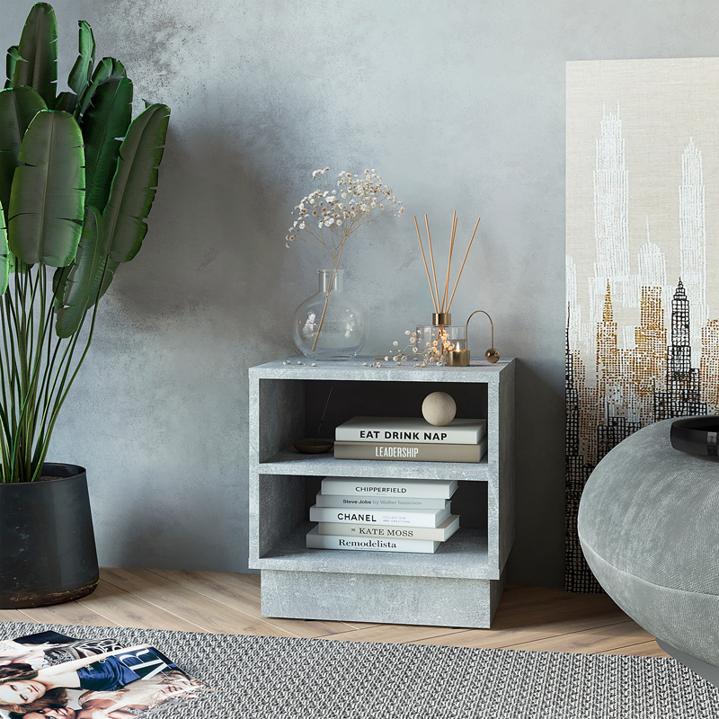 Nightstand Mason pakoworld melamine in grey marble color 40x32x40cm Nightstand Mason pakoworld melamine in grey marble color 40x32x40cm