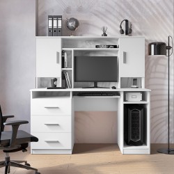 Keldra pakoworld desk with drawers and cabinets in white color 140x59.8x142.2cm Keldra pakoworld desk with drawers and cabinets in white color 140x59.8x142.2cm