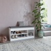 Entrance furniture - stool - shoe rack Oriental pakoworld in white shade 100x37.2x50cm