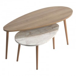 Coffee table Monty pakoworld oak-beige marble 116x46x46cm Coffee table Monty pakoworld oak-beige marble 116x46x46cm