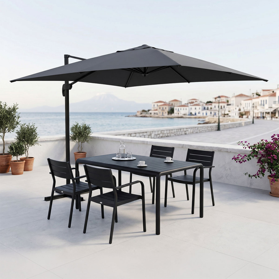 Professional hanging umbrella 360 degree rotation Raffaella pakoworld aluminum 3x3m anthracite