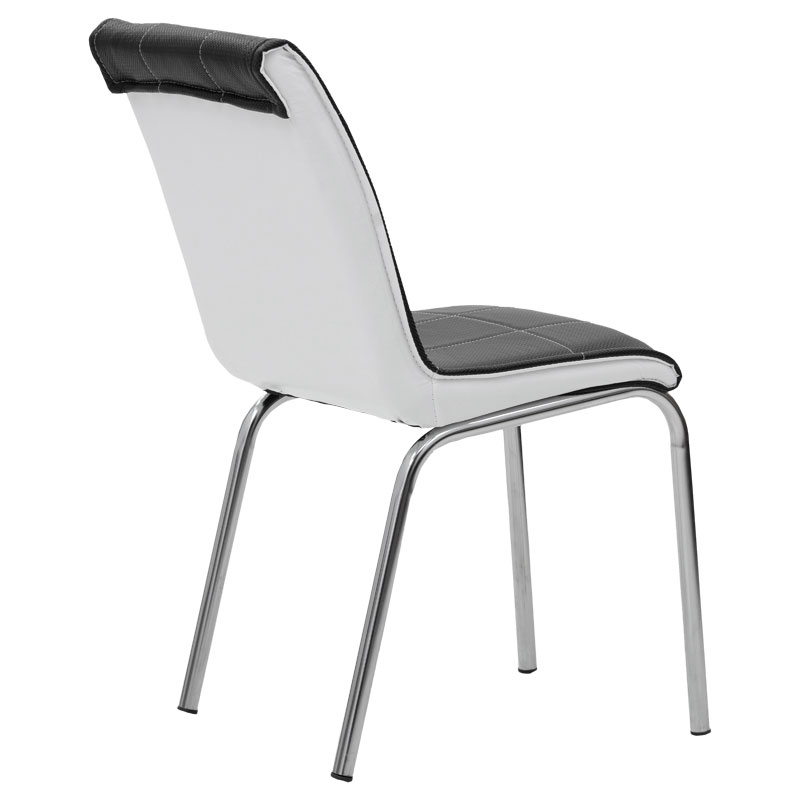 Καρέκλα Avante pakoworld PU ασπρόμαυρη-πόδι χρωμίου