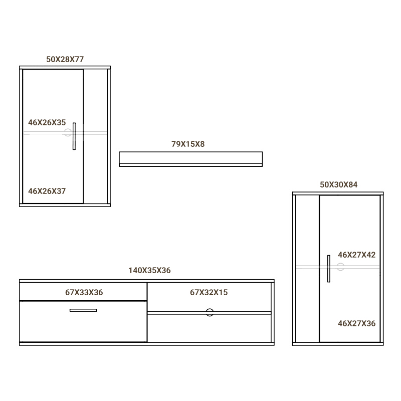 TV unit Zafira pakoworld sonoma-white 190x35x190cm TV unit Zafira pakoworld sonoma-white 190x35x190cm