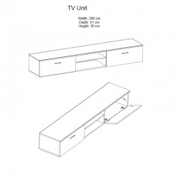 Σύνθετο σαλονιού Salome pakoworld LED wenge 200x41x190εκ