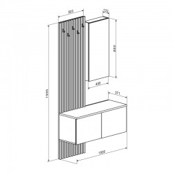 Έπιπλο εισόδου Arika pakoworld λευκό-sonoma 100x37x199.5εκ