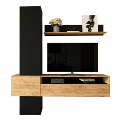Living room Wendy pakoworld set in oak-black color 195.1x37.3x219.1cm Living room Wendy pakoworld set in oak-black color 195.1x37.3x219.1cm