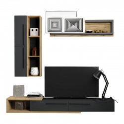 Living room Calvados pakoworld set in oak-anthracite color Living room Calvados pakoworld set in oak-anthracite color