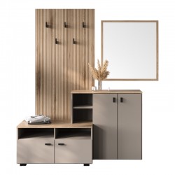 Entrance unit Ebro pakoworld set in oak-cappuccino color 150.3x41.2x204.7cm Entrance unit Ebro pakoworld set in oak-cappuccino color 150.3x41.2x204.7cm
