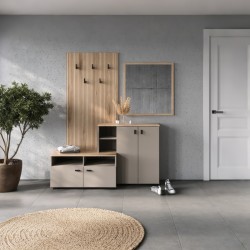 Entrance unit Ebro pakoworld set in oak-cappuccino color 150.3x41.2x204.7cm Entrance unit Ebro pakoworld set in oak-cappuccino color 150.3x41.2x204.7cm