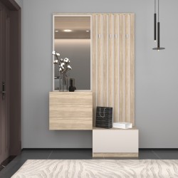 Entrance unit Halesy pakoworld sonoma-white 67x35.5x179.3cm Entrance unit Halesy pakoworld sonoma-white 67x35.5x179.3cm