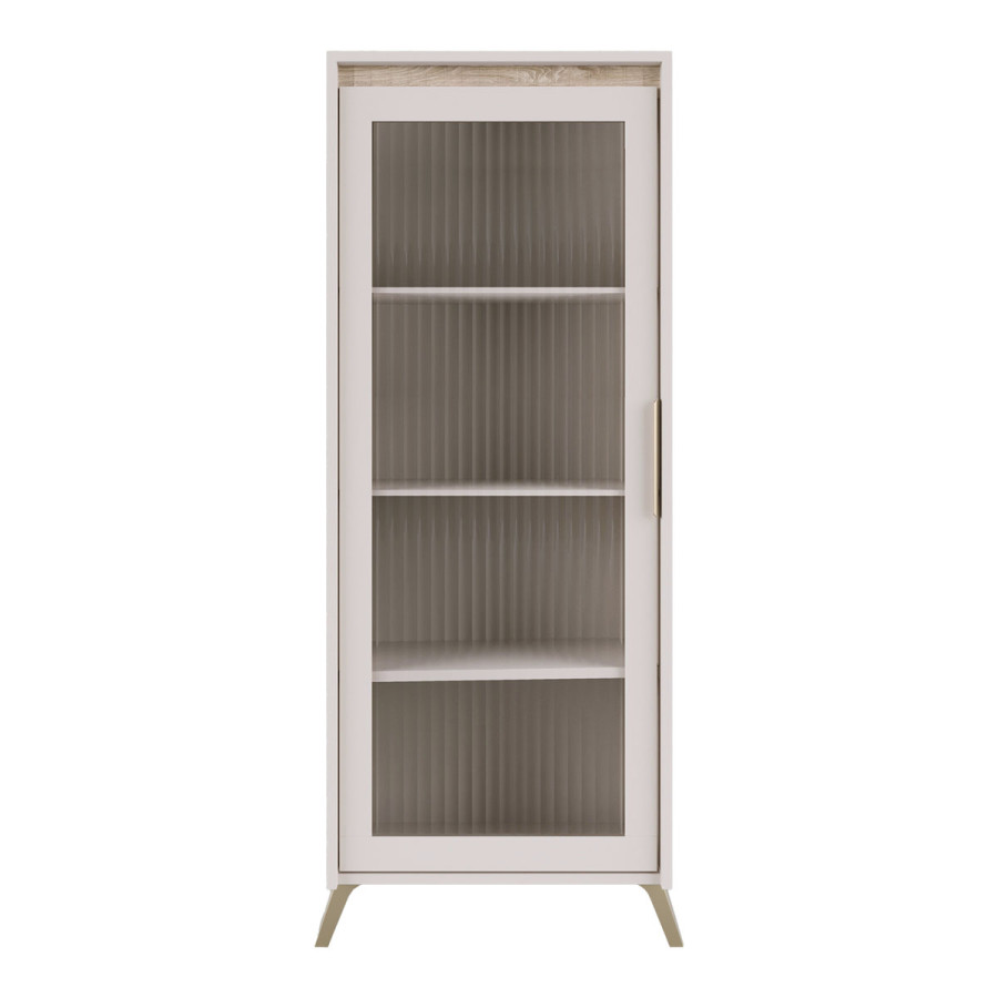 Βιτρίνα Belka pakoworld κρεμ με oak 55,6x45x152,6εκ