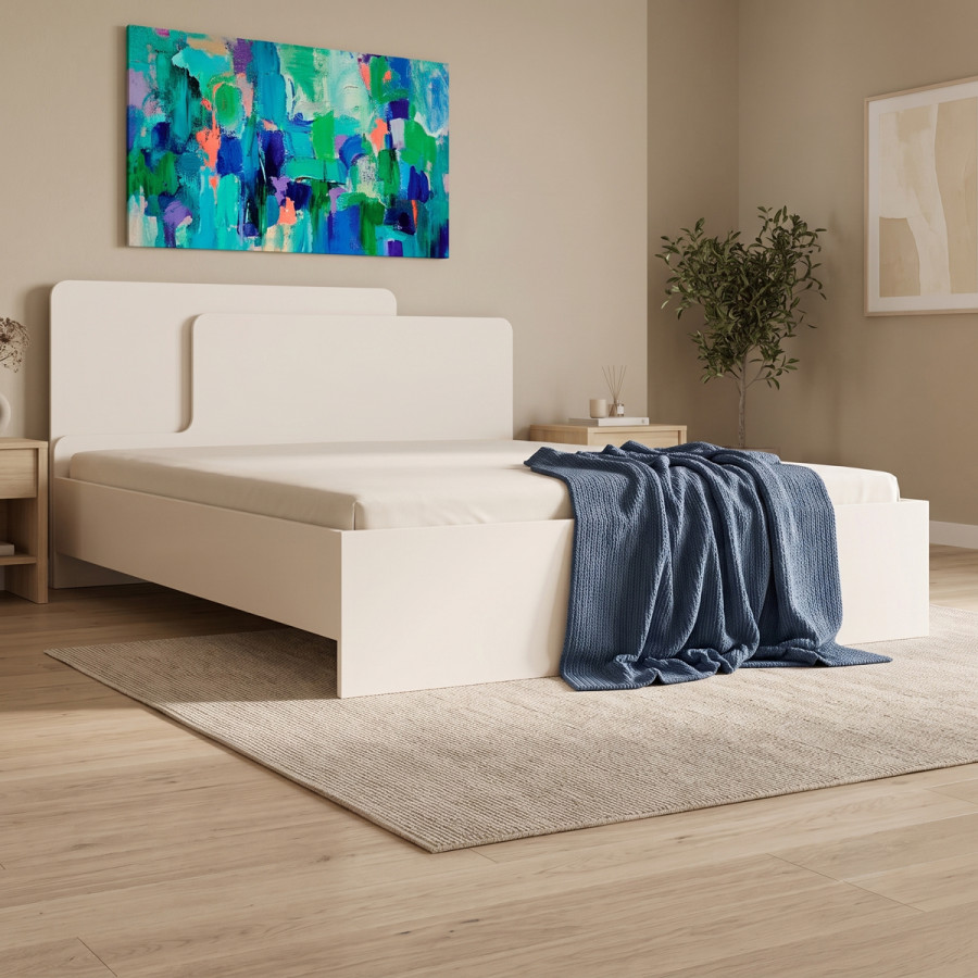 Double bed Lucabel pakoworld cream 160x200cm