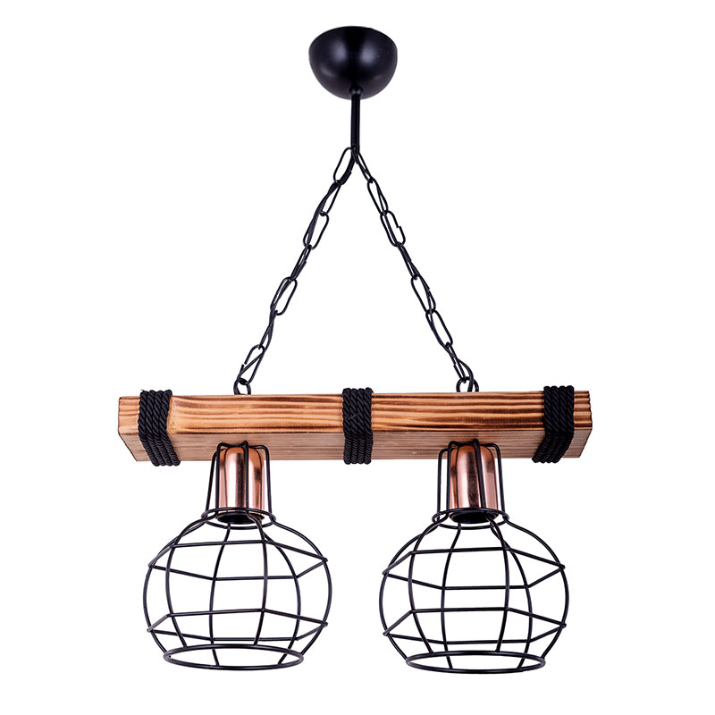 2-light ceiling light PWL-1033 pakoworld E27 walnut-black 40x15x60cm