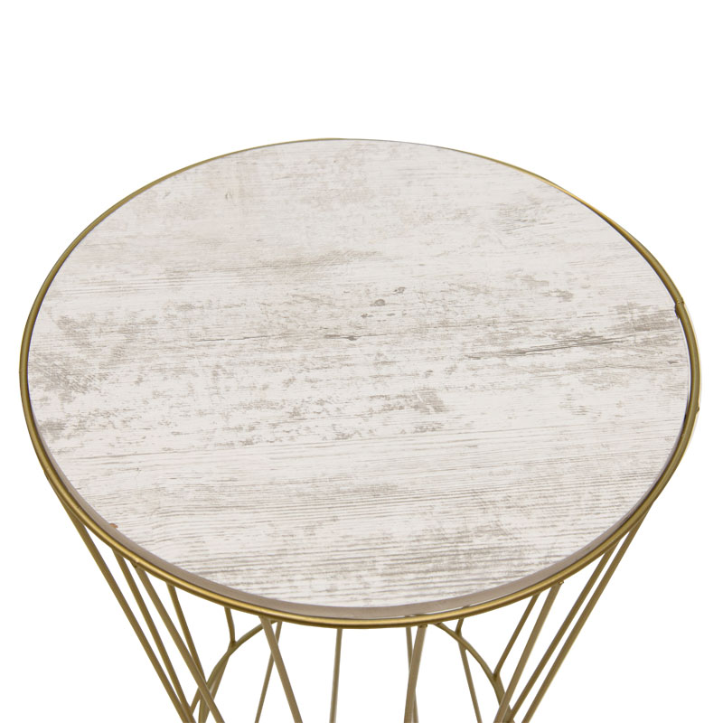 Side table Yava pakoworld grey antique-golden D35x58cm