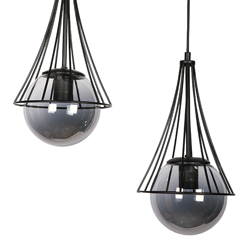 Two-light ceiling lamp Karmno pakoworld black metal 33x20x89cm
