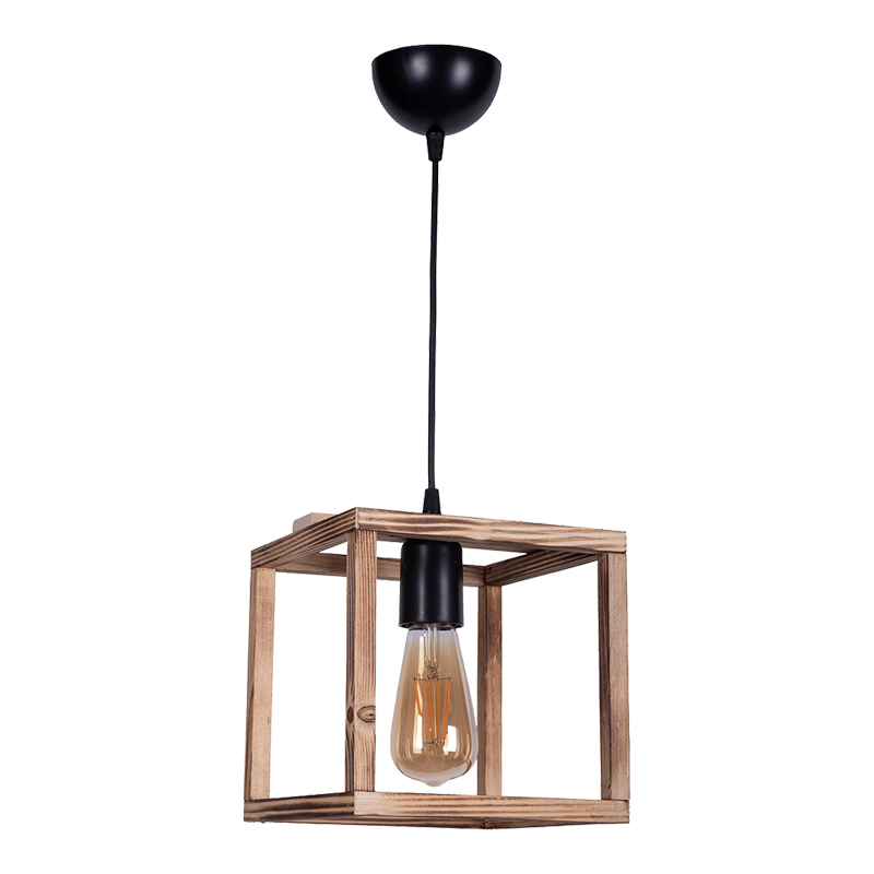 Single light ceiling lamp Nion pakoworld brown-black wood metal 21x21x70cm