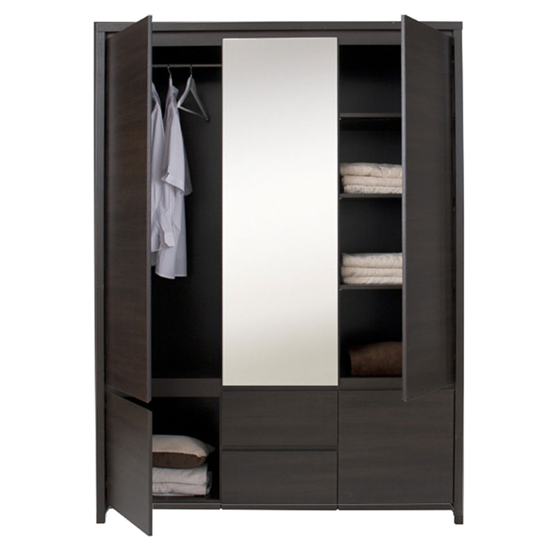 Ντουλάπα ρούχων τρίφυλλη Selina pakoworld wenge 153.5x55.5x211εκ