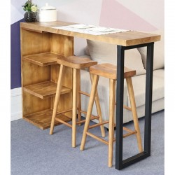 Table Bar Collins pakoworld natural pine wood 35mm natural- black 139x29x90cm Table Bar Collins pakoworld natural pine wood 35mm natural- black 139x29x90cm