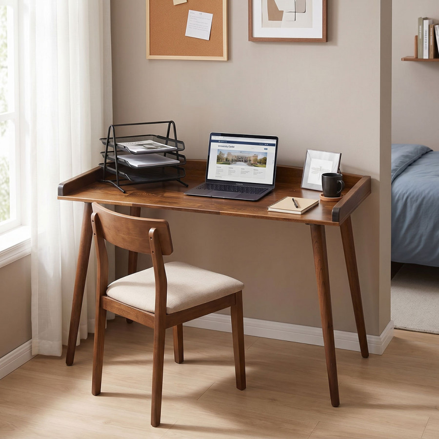 Office desk Brady  pakoworld natural pine wood walnut 119x59x75cm