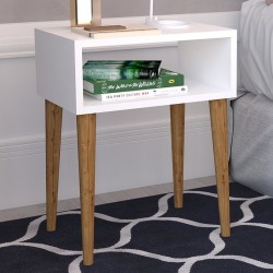 Nightstand Hank pakoworld white-walnut 45x30x60cm Nightstand Hank pakoworld white-walnut 45x30x60cm