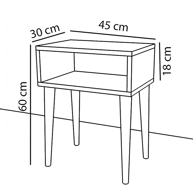 Nightstand Hank pakoworld white-walnut 45x30x60cm Nightstand Hank pakoworld white-walnut 45x30x60cm