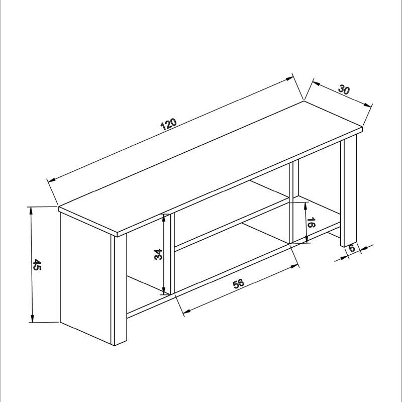 Έπιπλο τηλεόρασης Tserium pakoworld μελαμίνης λευκό 120x30x45εκ