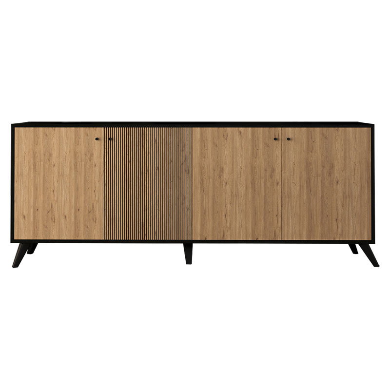 Μπουφές Flipter pakoworld μελαμίνης oak-μαύρο 182x40x78,6εκ