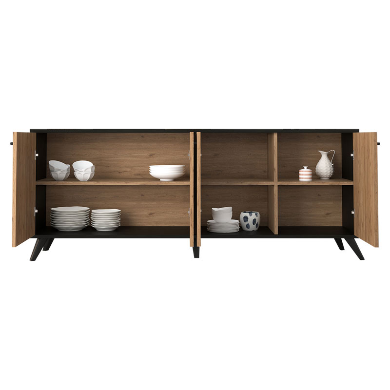 Μπουφές Flipter pakoworld μελαμίνης oak-μαύρο 182x40x78,6εκ