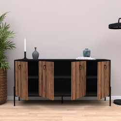 Buffet Twely pakoworld melamine walnut-black 160x40,5x79cm Buffet Twely pakoworld melamine walnut-black 160x40,5x79cm