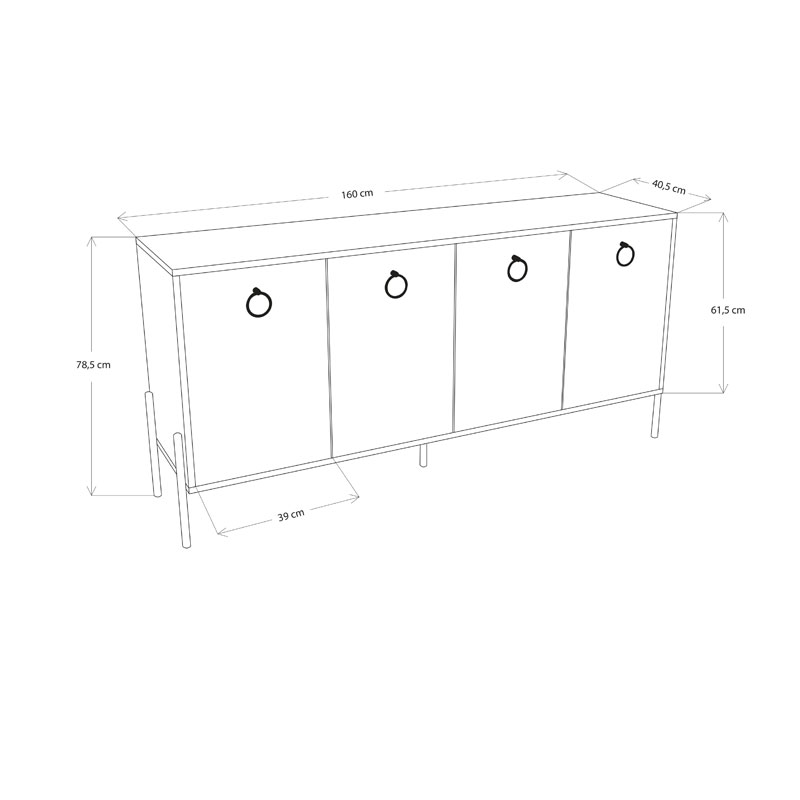 Buffet Twely pakoworld melamine walnut-black 160x40,5x79cm Buffet Twely pakoworld melamine walnut-black 160x40,5x79cm