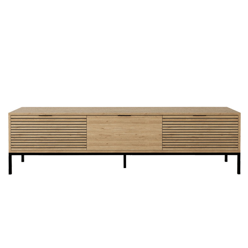 Tv stand-Medium sized buffet Leodrif pakoworld melamine oak-black 180x40x55cm Tv stand-Medium sized buffet Leodrif pakoworld melamine oak-black 180x40x55cm