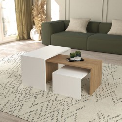 Coffee table Alteo pakoworld melamine oak-white 65x45x35cm Coffee table Alteo pakoworld melamine oak-white 65x45x35cm