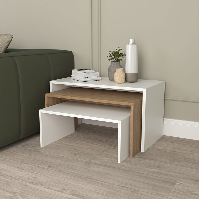 Coffee table Alteo pakoworld melamine oak-white 65x45x35cm Coffee table Alteo pakoworld melamine oak-white 65x45x35cm