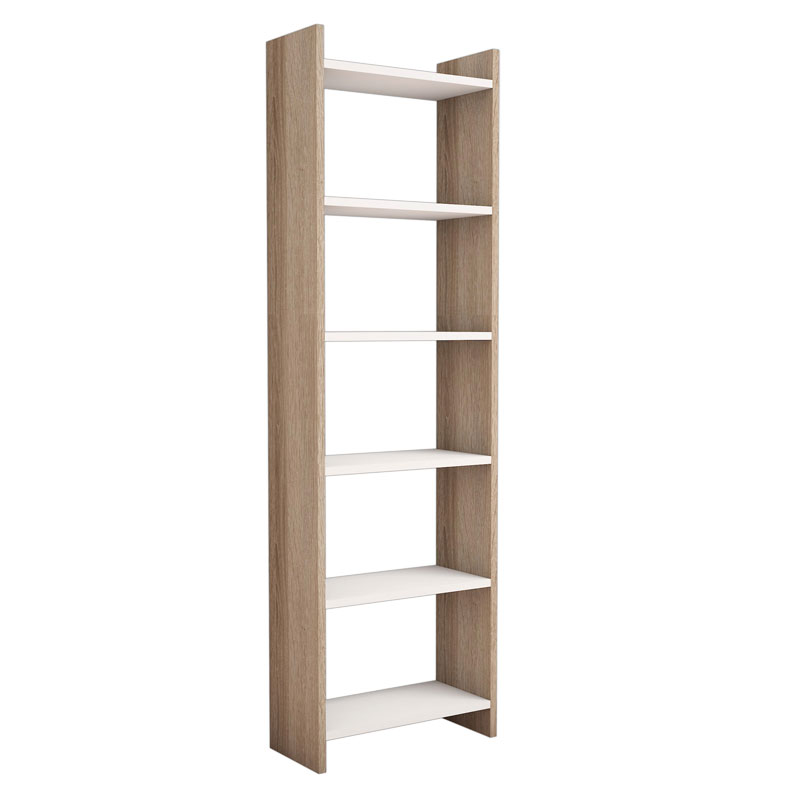 Bookcase Darco pakoworld melamine oak-white 48.6x22x160cm Bookcase Darco pakoworld melamine oak-white 48.6x22x160cm