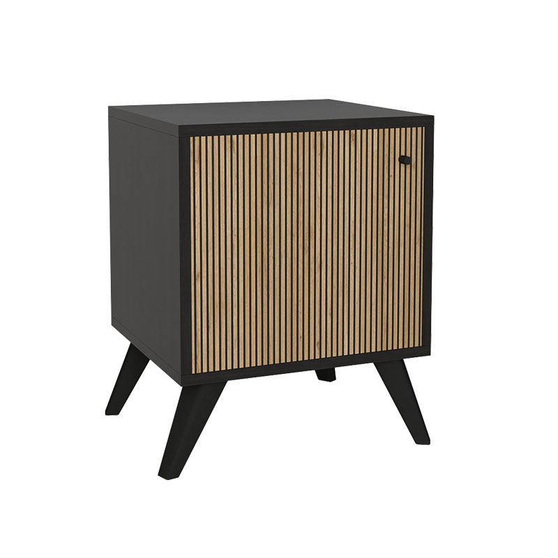 Bedside Flipter pakoworld melamine oak-black 40x40x55cm Bedside Flipter pakoworld melamine oak-black 40x40x55cm